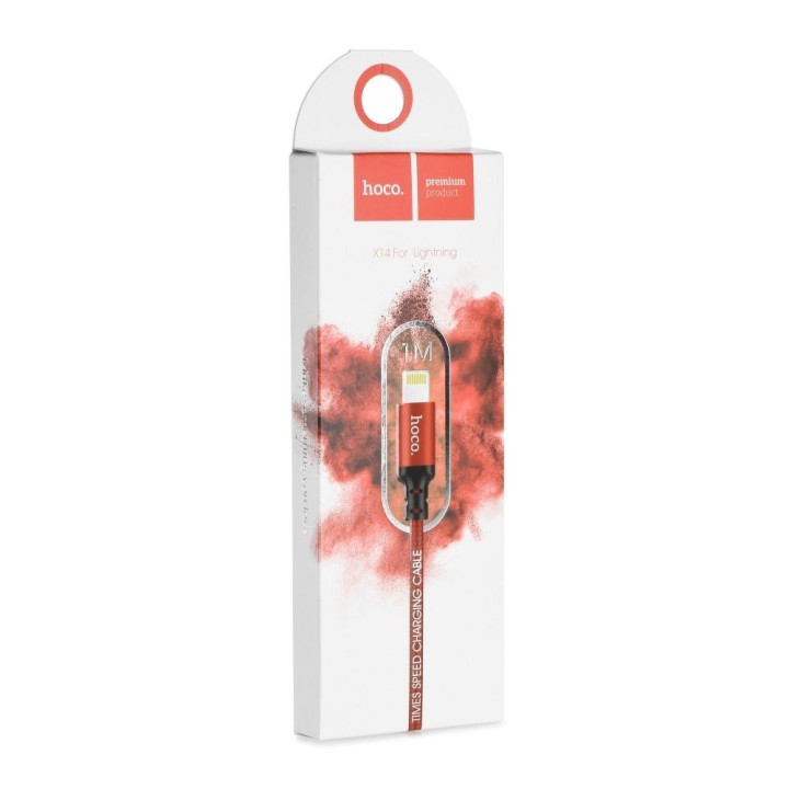 Кабель USB A для Lightning Hoco 1 m X14 червоно чорний