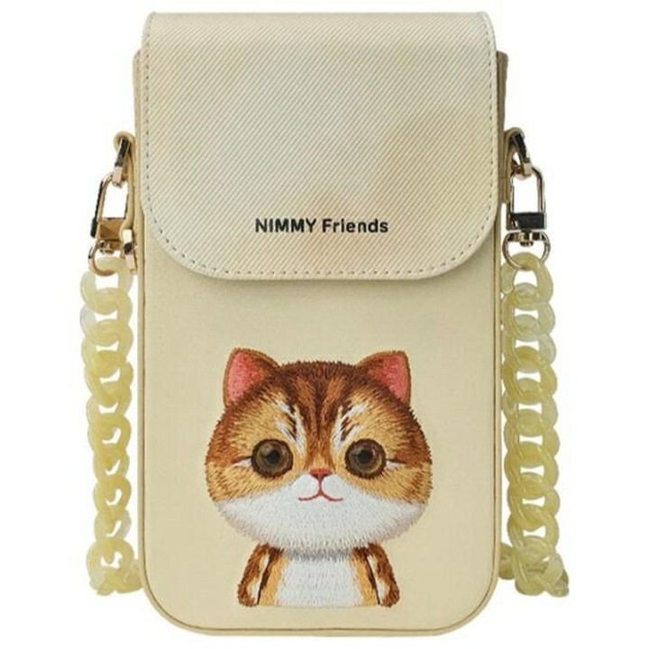 Etui na telefon portfel torebka zewstaw 3w1 Nimmy Big Eyed Pet 2.0 Cat khaki