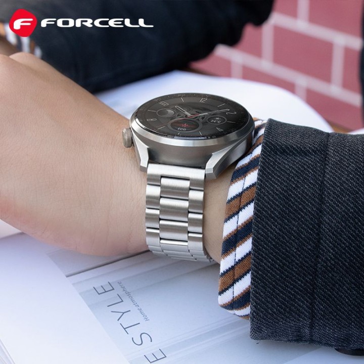 Strap for Samsung Galaxy Watch Forcell F-Design FS06 clasp steel 20 mm silver