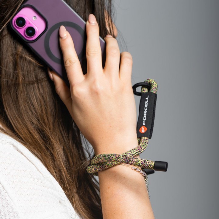 Phone wrist strap with adjustment length Forcell F-Design R10X40 (max 20cm in a loop) green-pink purple
