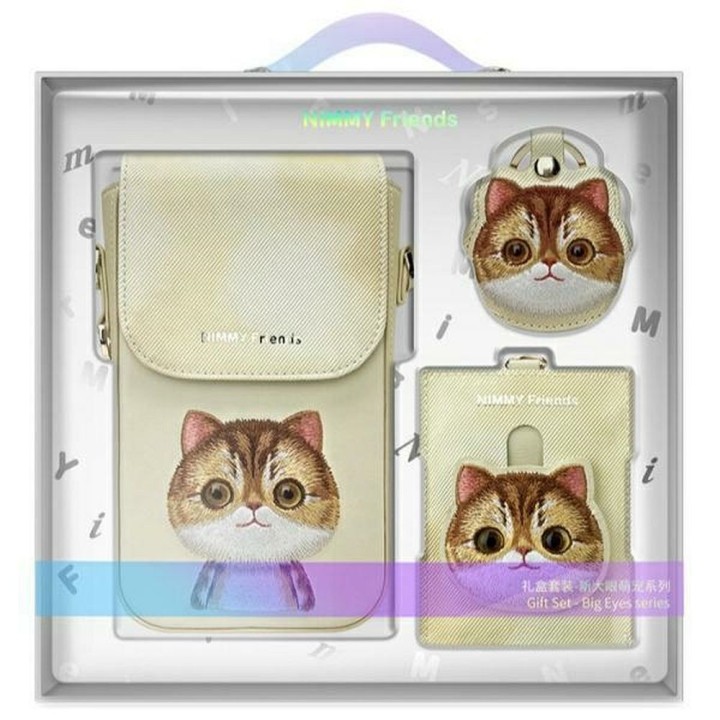Чохол для телефон гаманець сумочка набір 3 в 1 Nimmy Big Eyed Pet 2.0 Cat хакі