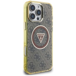 GUESS чехол для IPHONE 16 Pro Max совместимый с MagSafe GUHMP16XHG4PRTGW (IML Metal Glitter 4G Circle Triangle) коричневый