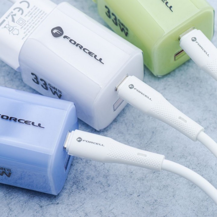 Cable USB A for Micro USB Forcell F-Energy QC3.0 2,4A 18W Silicone 1 m C341 white