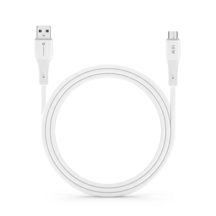 Cable USB A for Micro USB Forcell F-Energy QC3.0 2,4A 18W Silicone 1 m C341 white