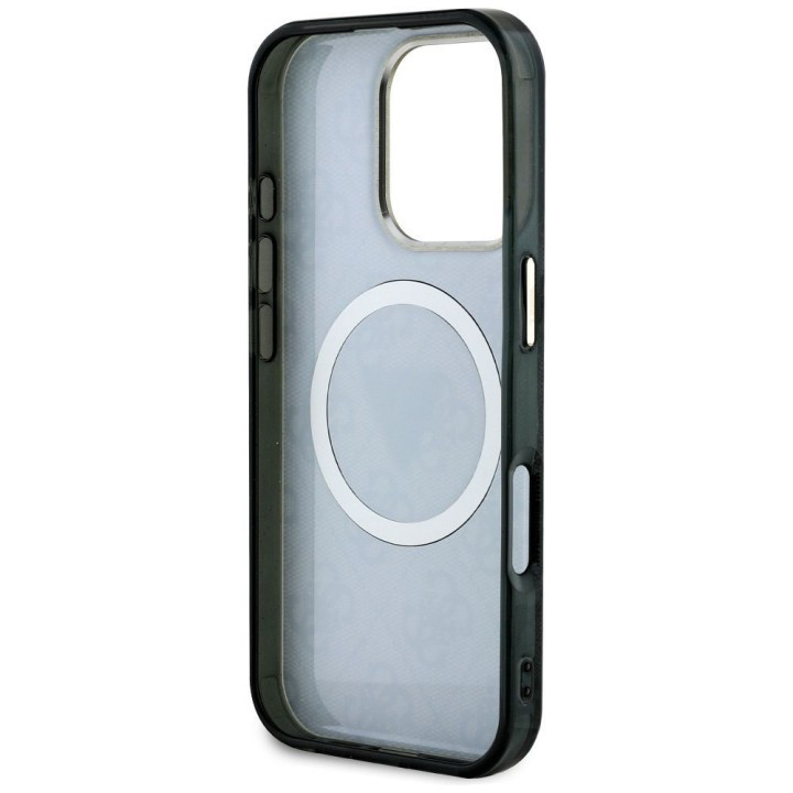 GUESS чохол для IPHONE 16 Pro сумісний з MagSafe GUHMP16LHG4PRTGK (IML Metal Glitter 4G Circle Triangle) чорний