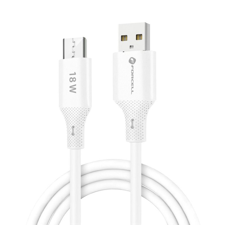Cable USB A for Micro USB Forcell F-Energy QC3.0 2,4A 18W Silicone 1 m C341 white