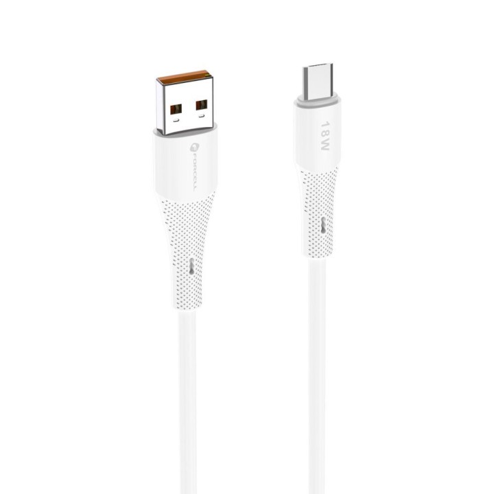 Cable USB A for Micro USB Forcell F-Energy QC3.0 2,4A 18W Silicone 1 m C341 white