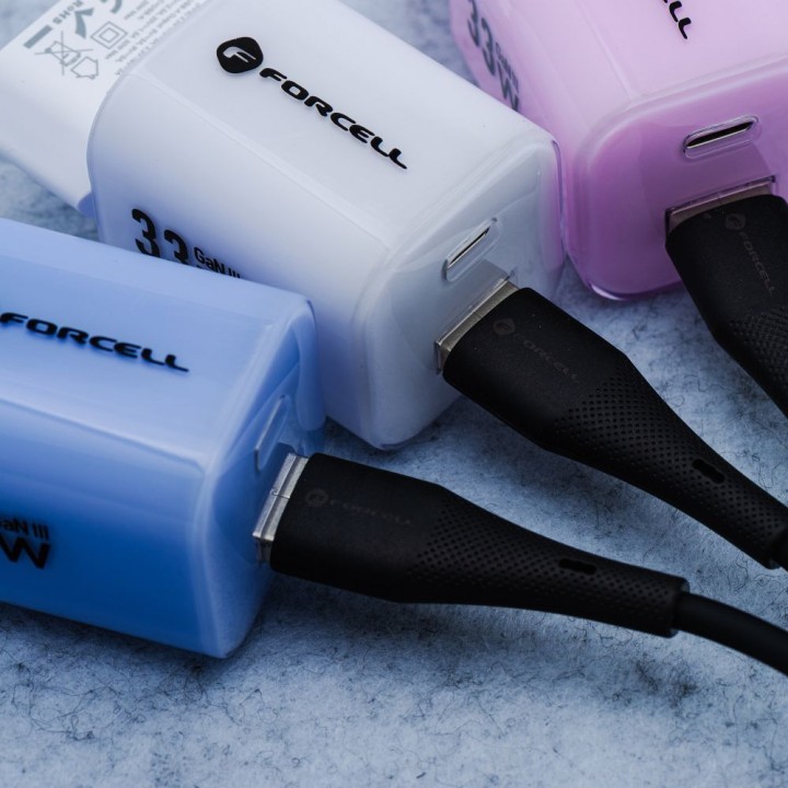 USB-A to USB-C cable Forcell F-Energy QC4.0 3A 66W Silicone 1 m C342 black