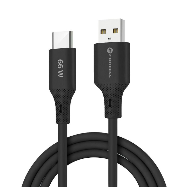 Кабель USB-A – USB-C Forcell F-Energy QC4.0 3A 66W Silicone 1 m C342 черный