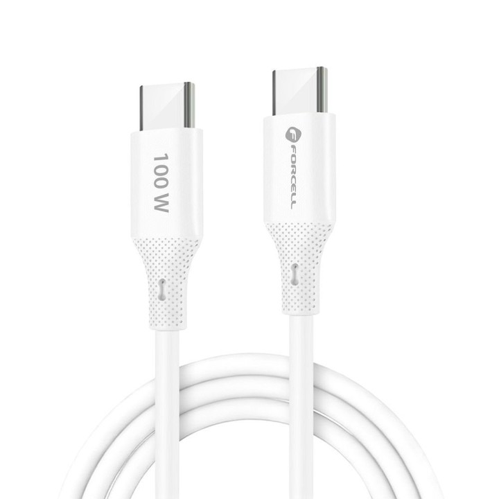 USB-C to USB-C cable Forcell F-Energy QC4.0 PD 5A 100W Silicone 1 m C347 white