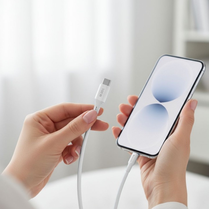 Кабель USB-C – USB-C Forcell F-Energy QC4.0 PD 5A 100W Silicone 1 m C347 білий