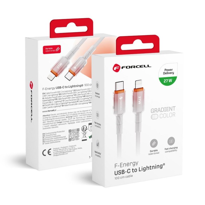 USB-C to Lightning cable Forcell F-Energy PD 3A 27W Gradient 1 m C356 white