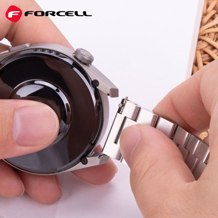 Ремешок для Samsung Galaxy Watch Forcell F-Design FS06 с застежкой, стальной 22 mm серебристый