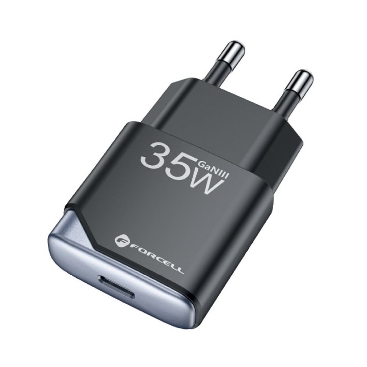 Мережевий зарядний пристрій для телефону Forcell F-Energy Ultra Slim GaN III USB C PD QC4.0 3A 35W B135101-E чорний