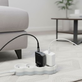 Мережевий зарядний пристрій для телефону Forcell F-Energy Ultra Slim GaN III 2 x USB C PD QC4.0 3A 45W B245201(2C) чорний
