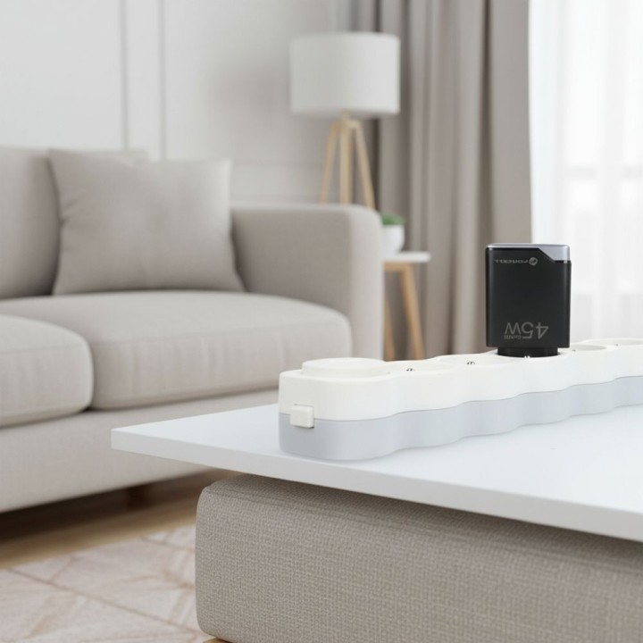 Мережевий зарядний пристрій для телефону Forcell F-Energy Ultra Slim GaN III 2 x USB C PD QC4.0 3A 45W B245201(2C) чорний