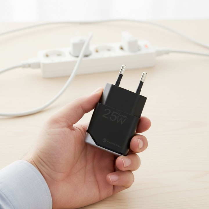 Wall charger for phone Forcell F-Energy Ultra Slim GaN III USB C PD QC4.0 3A 25W B125101-E black