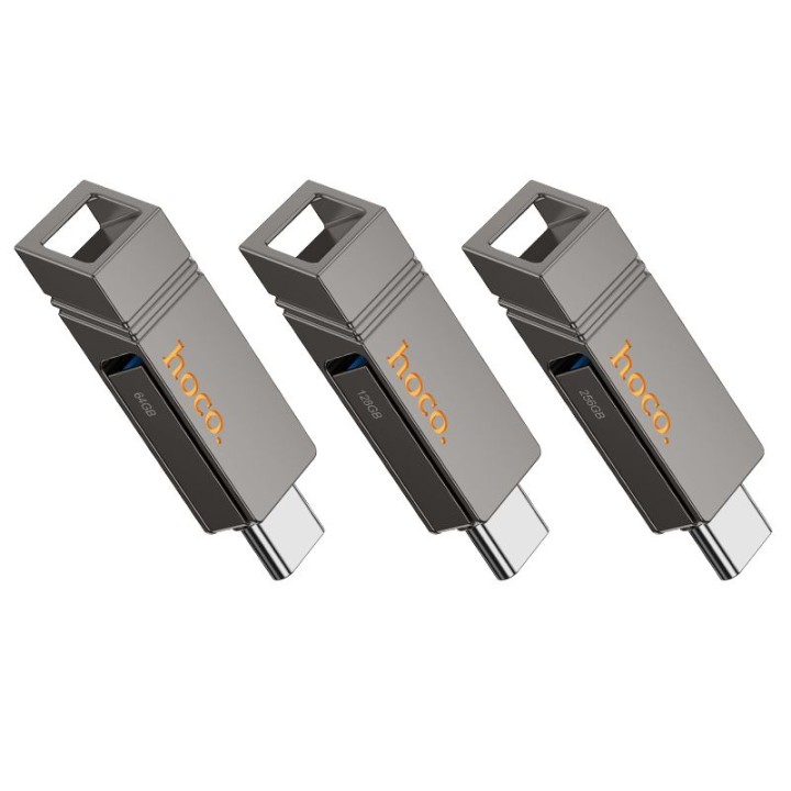 Флешка 256GB USB 3.2 (USB A + USB C) Hoco UD14 сіра