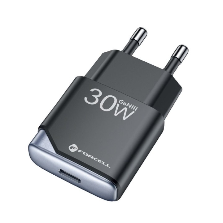 Wall charger for phone Forcell F-Energy Ultra Slim GaN III USB C PD QC4.0 3A 30W B130101-E black