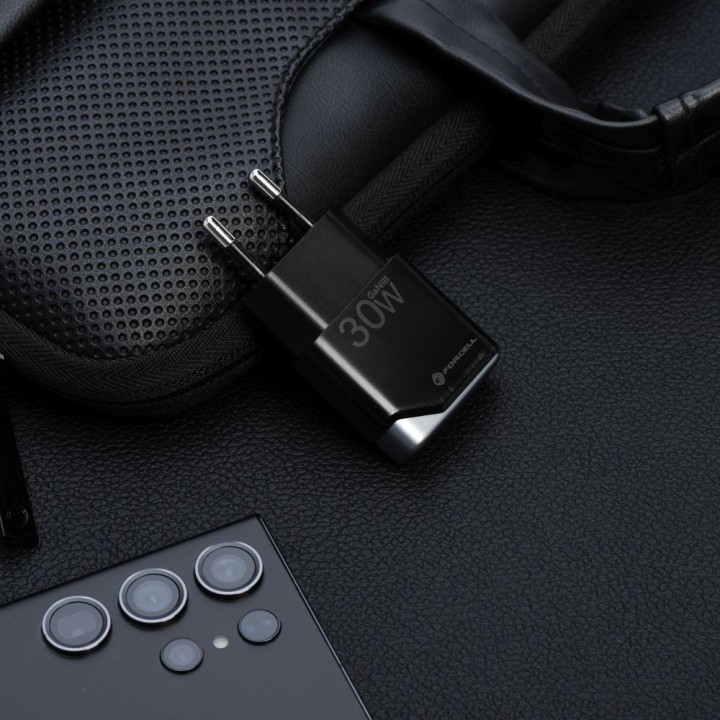 Мережевий зарядний пристрій для телефону Forcell F-Energy Ultra Slim GaN III USB C PD QC4.0 3A 30W B130101-E чорний
