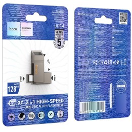 Флешка 64GB USB 3.2 (USB A + USB C) Hoco UD14 сіра