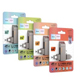 USB flash drive 32GB USB 3.2 (USB A + USB C) Hoco UD15 grey