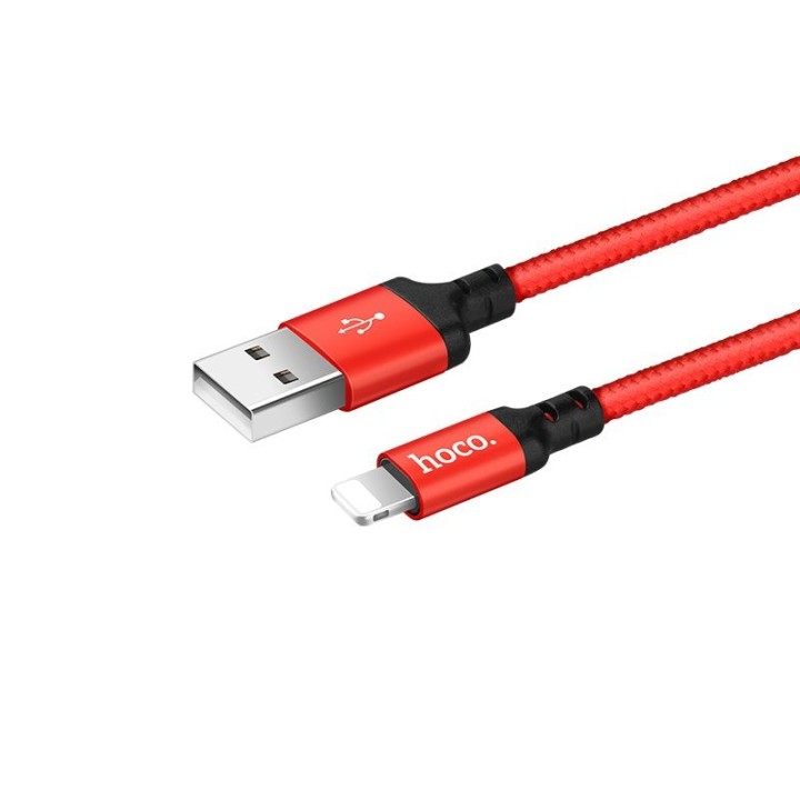 Кабель USB A — Lightning Hoco 1 m X14 красно-черный