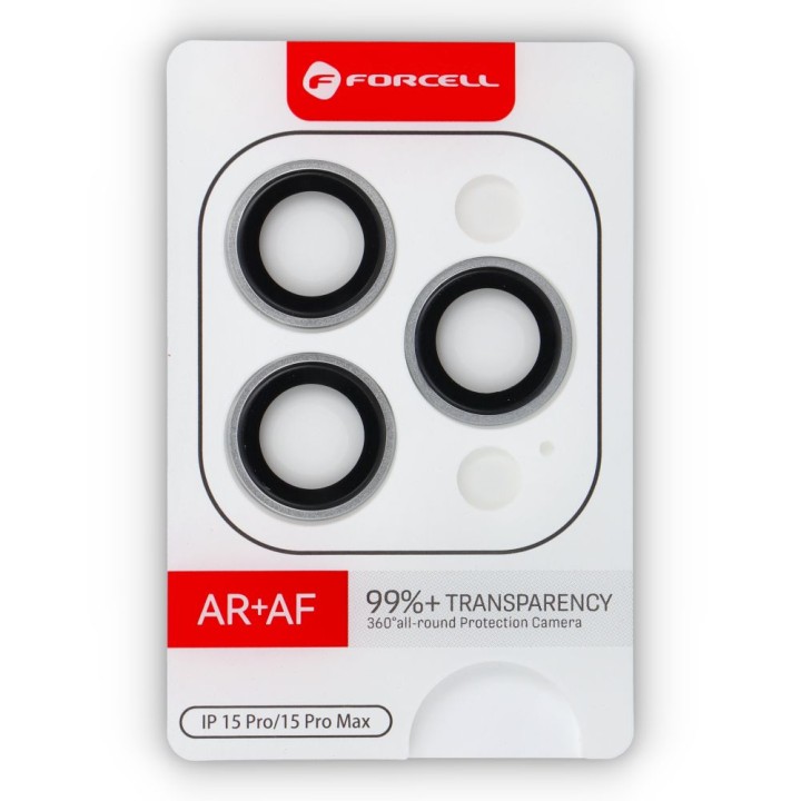 Закаленное стекло на камеру для iPhone 15 PRO / 15 PRO MAX Forcell Premium титановый белое 0INT