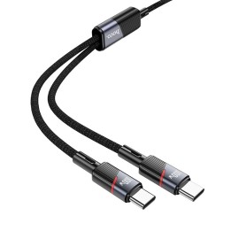 Cable 2-in-1 USB C to USB C / USB C Hoco 5A 100W 1,2 m U139 black