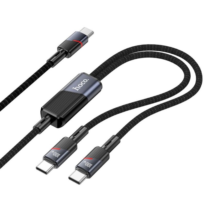Кабель 2 в 1 USB C – USB C / USB C Hoco 5A 100W 1,2 m U139 чорний