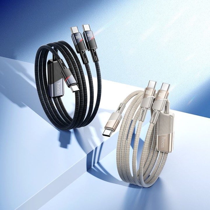 Kabel 2w1 USB C do USB C / USB C Hoco 5A 100W 1,2 m U139 czarny