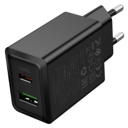 Wall charger for phone Hoco USB A + USB C QC3.0 PD AFC 3A 30W N71 black