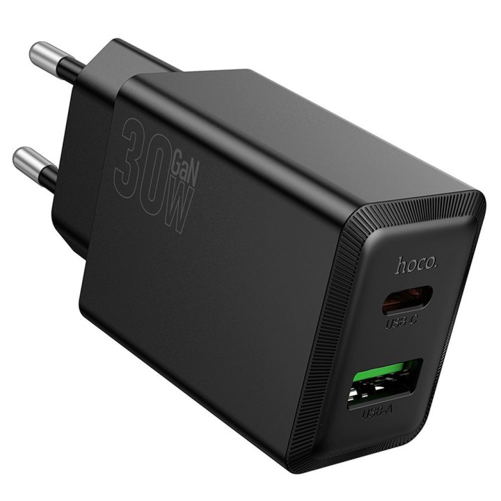 Wall charger for phone Hoco USB A + USB C QC3.0 PD AFC 3A 30W N71 black