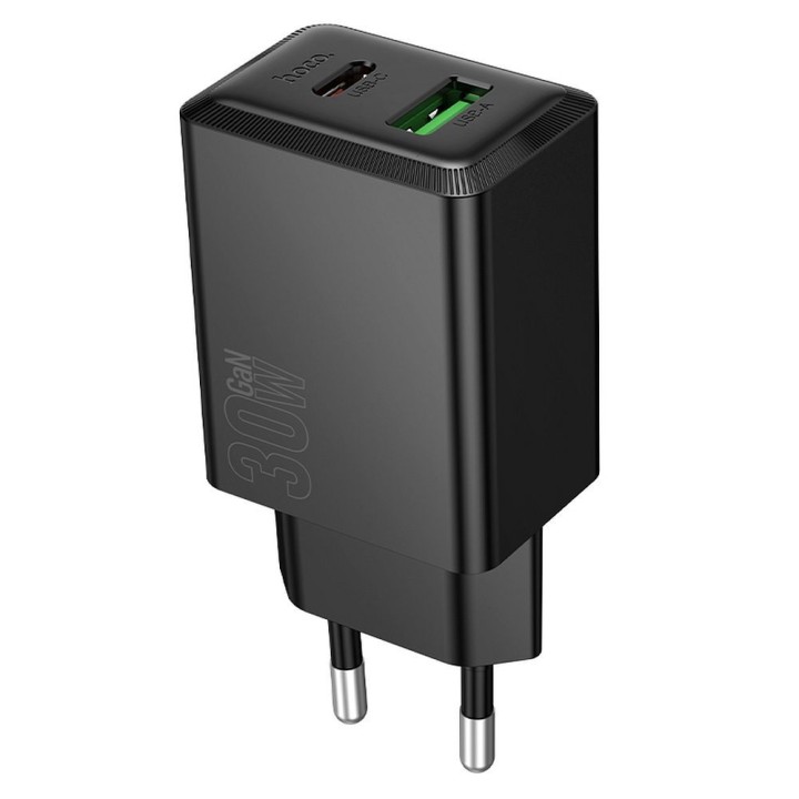 Ładowarka sieciowa do telefonu Hoco USB A + USB C QC3.0 PD AFC 3A 30W N71 czarna