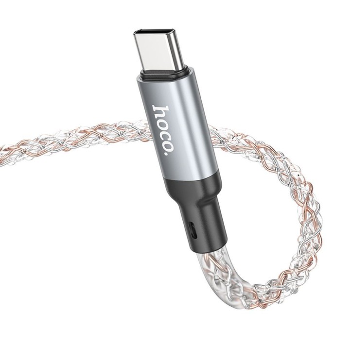 USB-C to USB-C cable Hoco 3A 60W LED 1 m U112 grey
