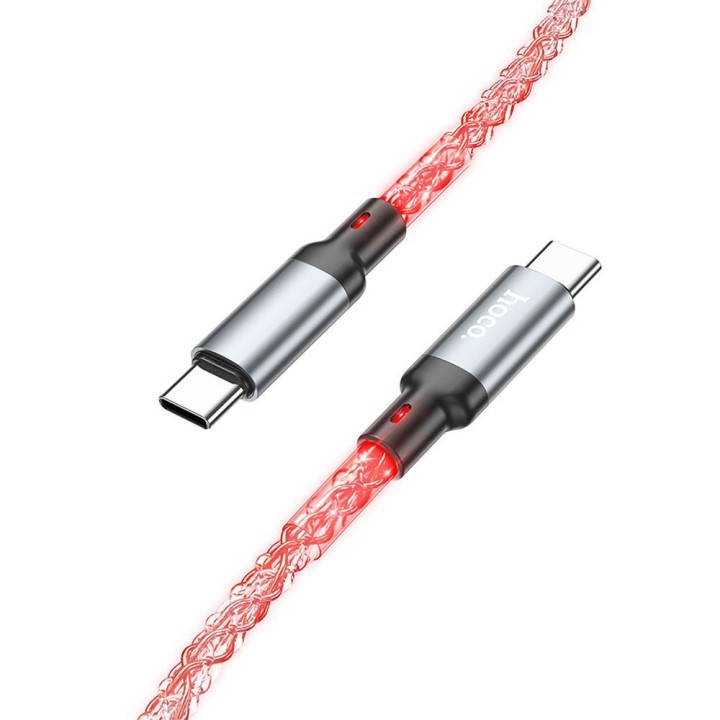 USB-C to USB-C cable Hoco 3A 60W LED 1 m U112 grey