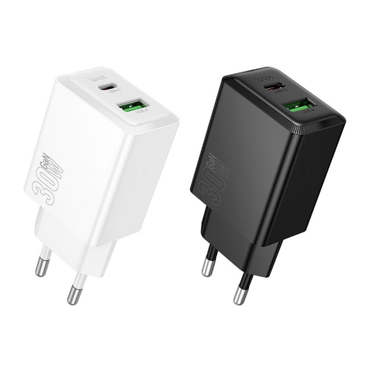 Ładowarka sieciowa do telefonu Hoco USB A + USB C QC3.0 PD AFC 3A 30W N71 czarna