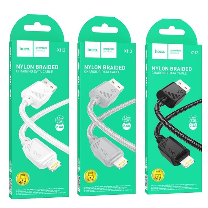 Кабель USB-A – Lightning Hoco 2,4A 1 m X113 черный