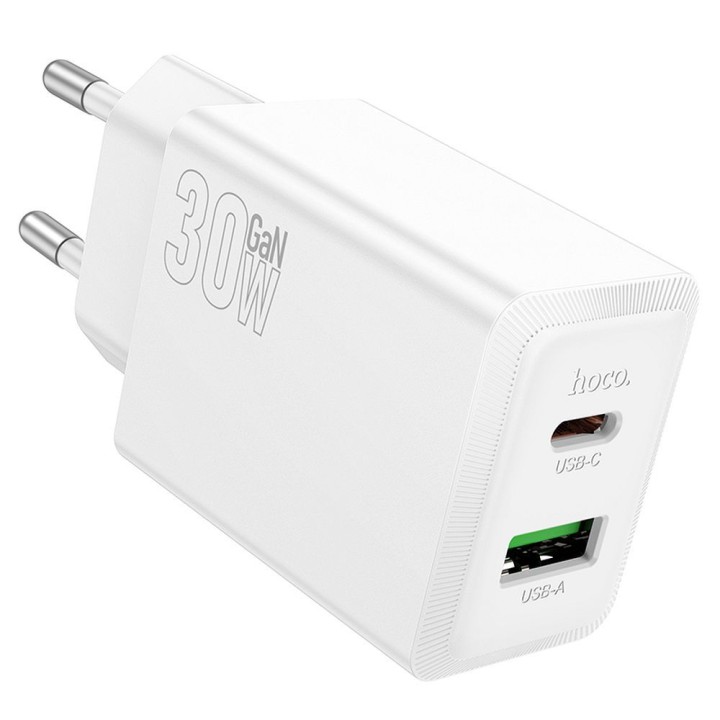 Мережевий зарядний пристрій для телефону Hoco USB A + USB C QC3.0 PD AFC 3A 30W N71 білий