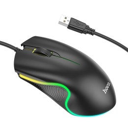 Wired mouse Hoco USB A 1000 dpi with backlight GM19 black