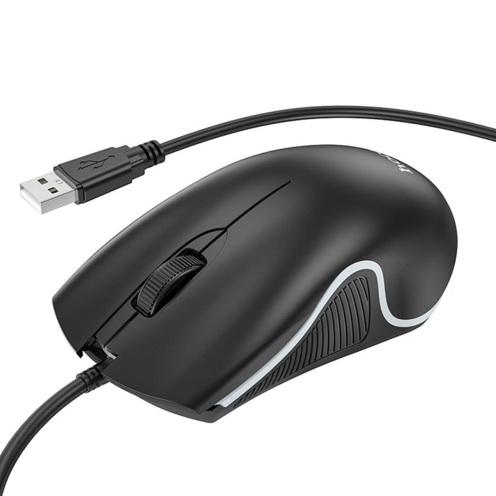 Wired mouse Hoco USB A 1000 dpi with backlight GM19 black