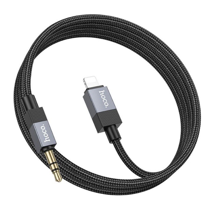 Кабель AUX Jack 3,5 mm (штекер (male)) для Lightning (штекер (male)) Hoco 1 m UPA32A чорний