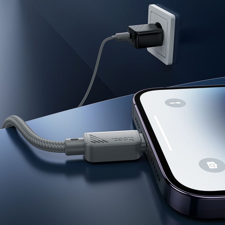 Кабель USB-C – Lightning Hoco PD 27W 1 m X113 серый