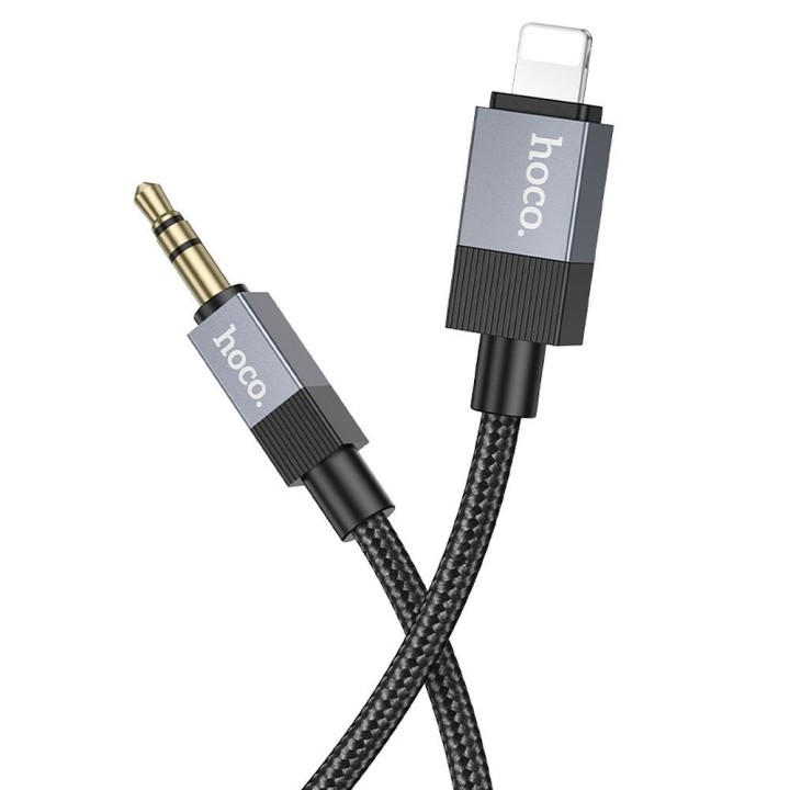 Кабель AUX Jack 3,5 mm (штекер (male)) для Lightning (штекер (male)) Hoco 1 m UPA32A чорний