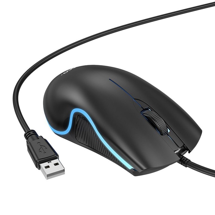 Wired mouse Hoco USB A 1000 dpi with backlight GM19 black