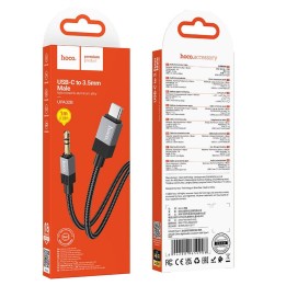 Кабель AUX Jack 3,5 mm (штекер (male)) для USB C (штекер (male)) Hoco 1 m UPA32B черный