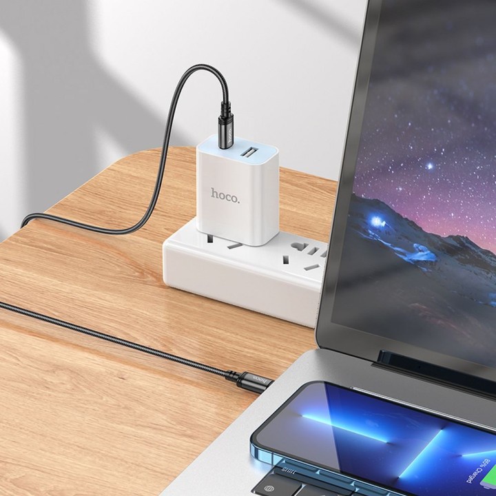 Кабель USB-C – USB-C Hoco 3A 60W 2 m X89 чорний