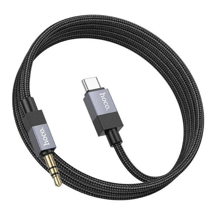 Cable AUX Jack 3,5 mm (male) for USB C (male) Hoco 1 m UPA32B black