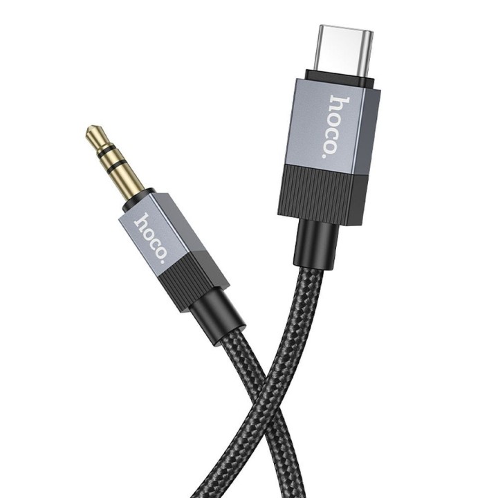 Cable AUX Jack 3,5 mm (male) for USB C (male) Hoco 1 m UPA32B black