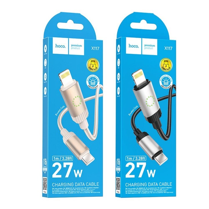 Кабель USB-C – Lightning Hoco PD 27W 1 m X117 черный